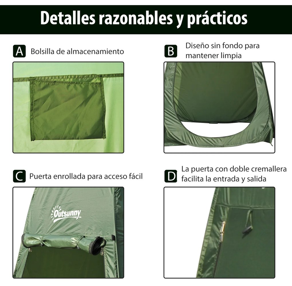 Tenda de Campismo Instantâneo Tipo carpa Chuveiro Trocador de WC Impermeável para acampar - 100x100x185cm