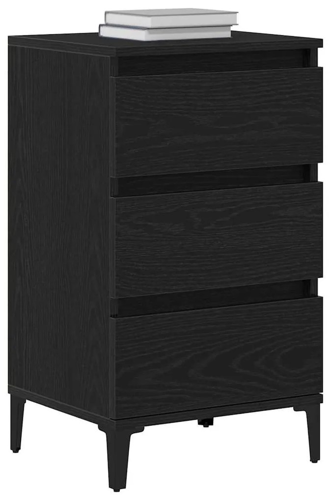 Cabeceira de noite vidaXL Preto Carvalho 40x35x70 cm Madeira do engend