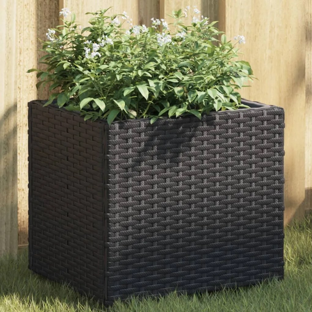 Vaso/floreira de jardim 2 pcs 36x30x32 cm vime PE preto