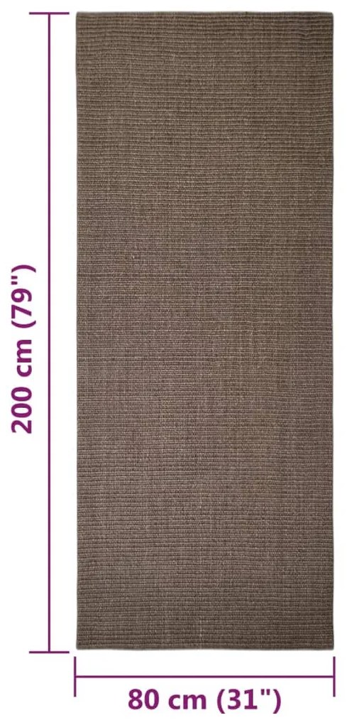 Tapete de sisal para poste arranhador 80x200 cm castanho