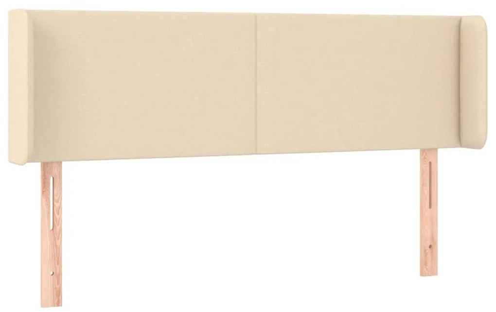 Cabeceira de cama c/ luzes LED tecido 147x16x78/88 cm cor creme