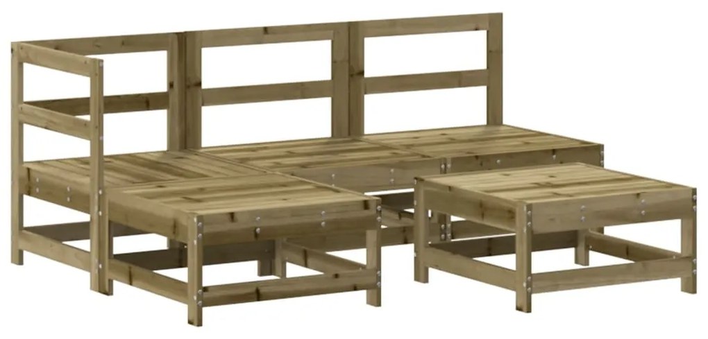 5 pcs conjunto lounge de jardim c/ almofadões pinho impregnado