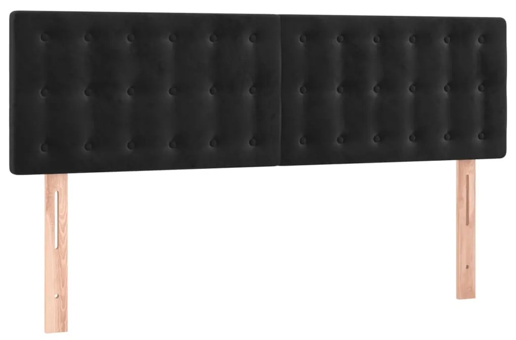 Cabeceira de cama c/ luzes LED veludo 144x5x78/88 cm preto