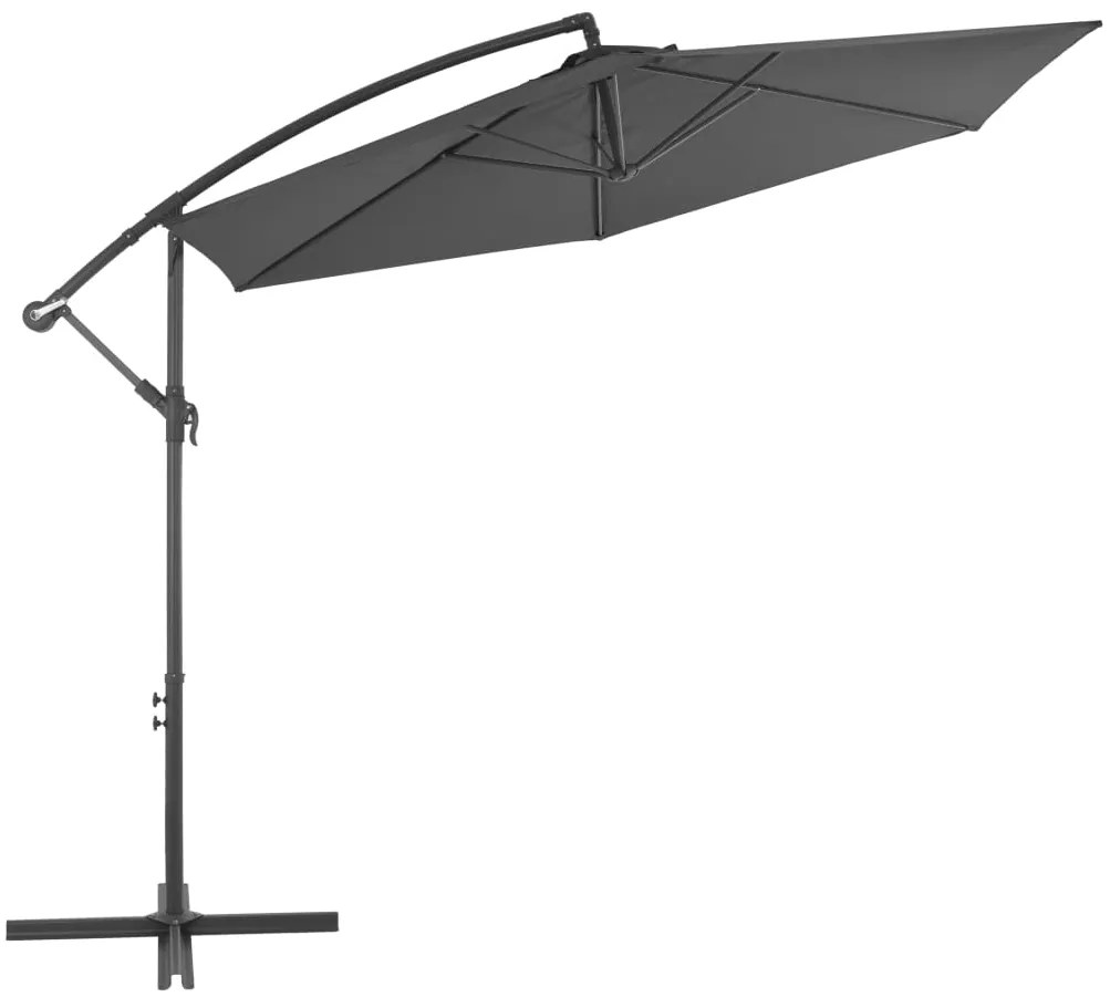 Guarda-sol cantilever com poste de alumínio 300 cm antracite
