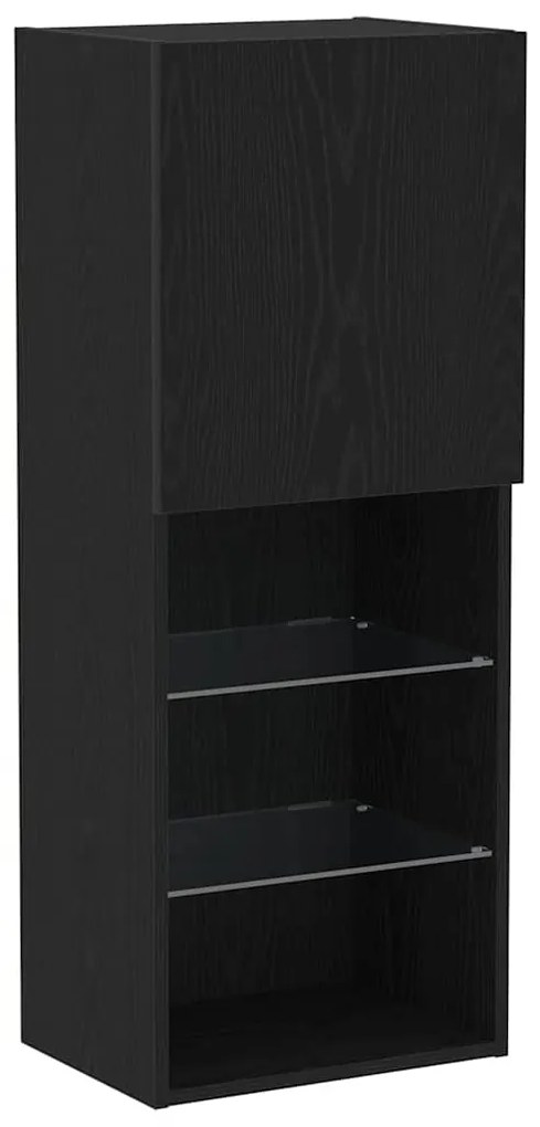 Armário de TV vidaXL com Luzes LED Carvalho Preto 40,5x30x102 cm