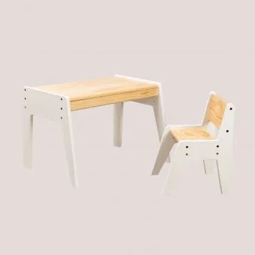 Conjunto De Mesa E Cadeira Em Madeira Blaby Kids Branco - Sklum