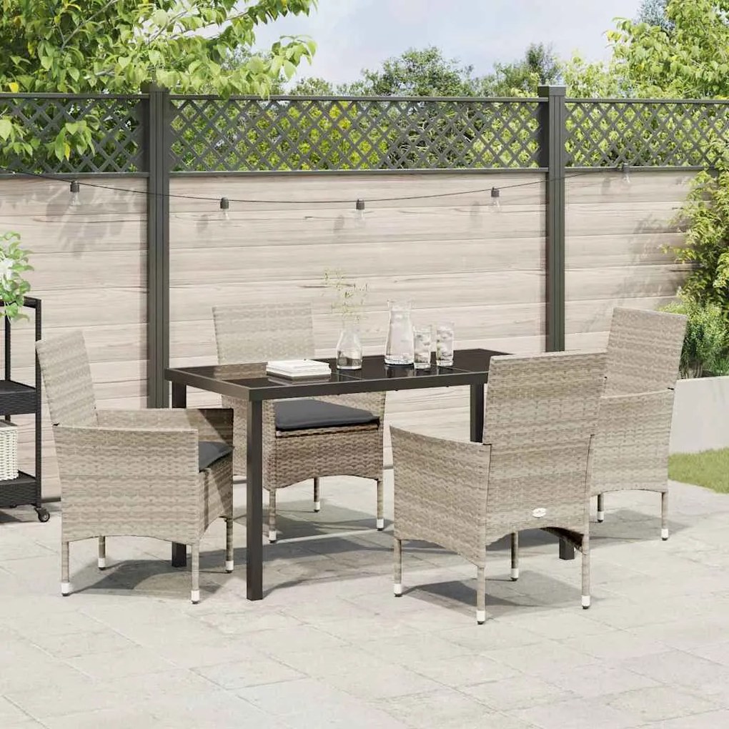 Conjunto de Jantar de Jardim de 5 Peças da com Almofadas Cinza Claro e