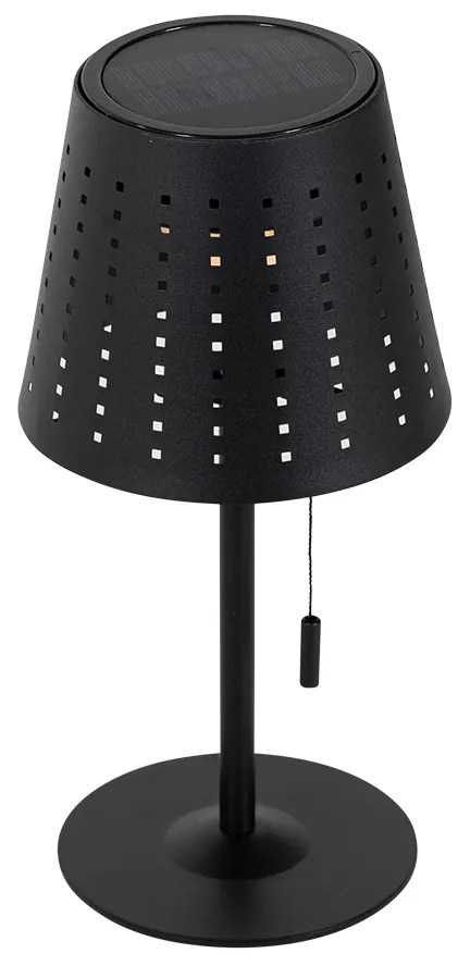 Candeeiro de mesa de exterior preto com LED regulável em 3 níveis recarregável e solar - Ferre