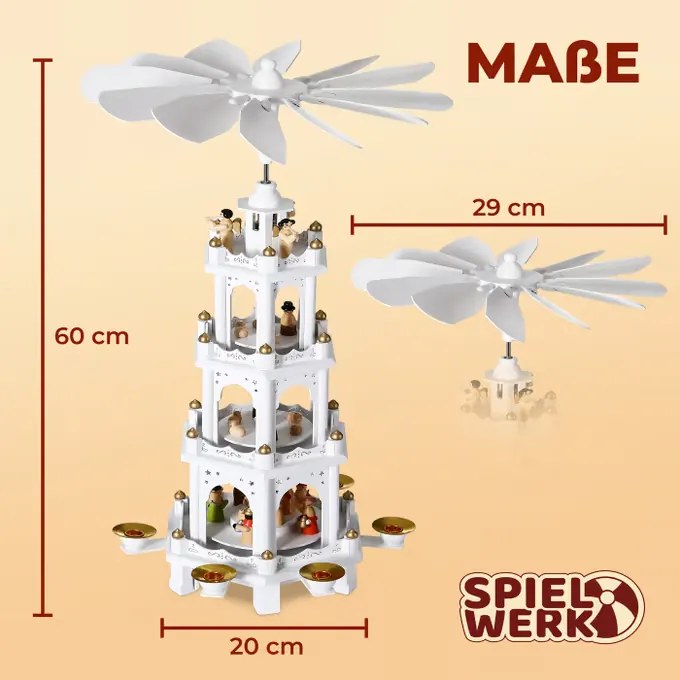 Pirâmide de Natal XL 60x20x20cm Branca