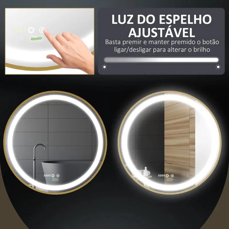 Espelho LED Florence Dourado de Casa de Banho - Design Moderno