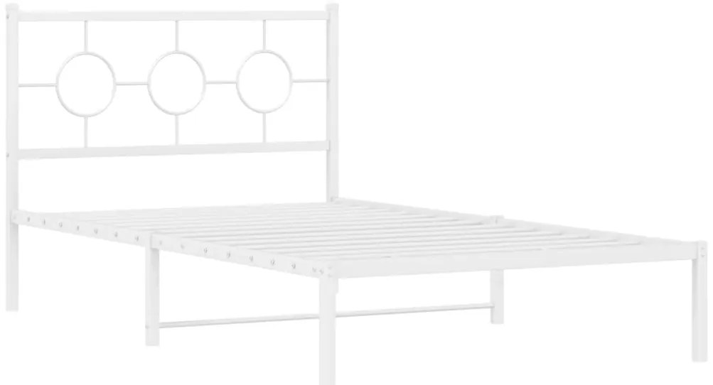 Estrutura de cama com cabeceira e pés 107x203 cm metal branco