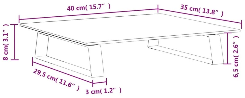 Suporte para monitor 40x35x8 cm vidro temperado e metal branco