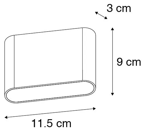 Candeeiro de parede exterior moderno preto 11,5 cm com LED IP65 - Batt
