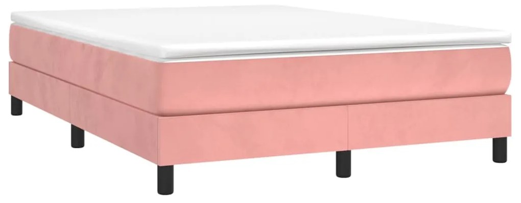 Estrutura de cama 140x200 cm veludo rosa