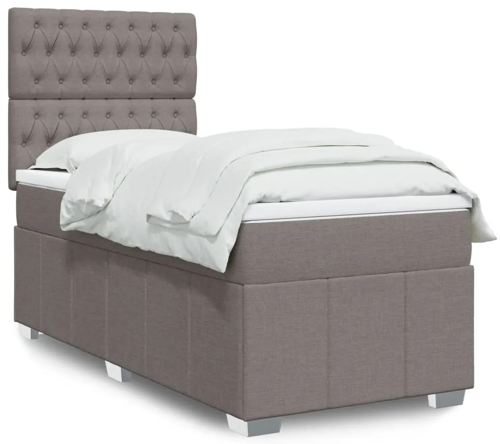 Cama com molas/colchão 100x200 cm tecido cinza-acastanhado