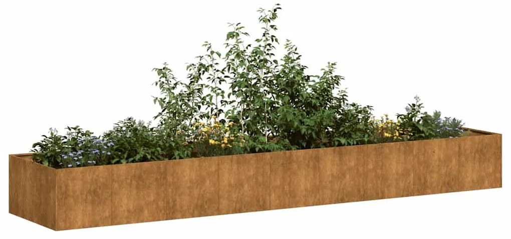 vidaXL Floreira enferrujada 360x80x40 cm aço resistente