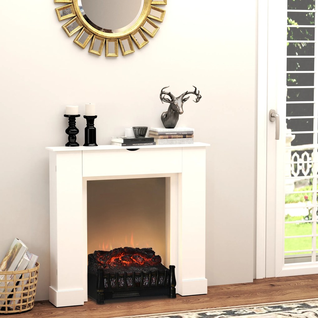 HOMCOM Estrutura para Lareira Decorativa com 3 Portas e Prateleiras Interiores Ajustáveis Estrutura de Lareira Moderna para Sala de Estar 107x18x100cm Branco