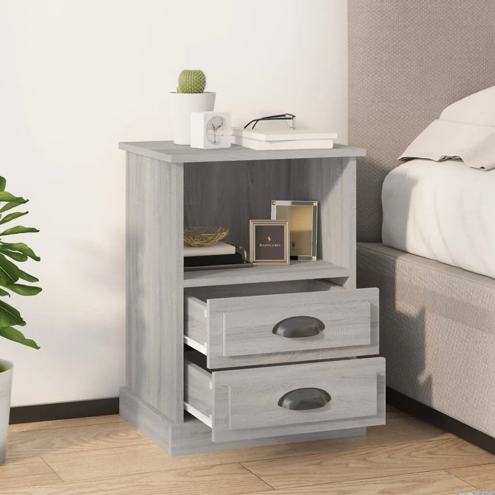 Mesa de cabeceira 43x36x60 cm cinzento sonoma
