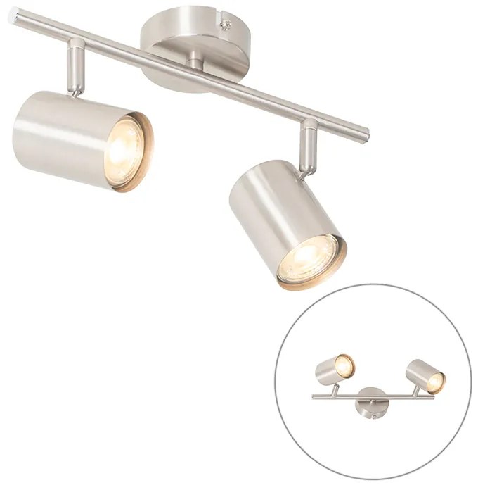 Candeeiro de Teto Moderno Aço 2 Luzes Ajustáveis - Jeana Moderno