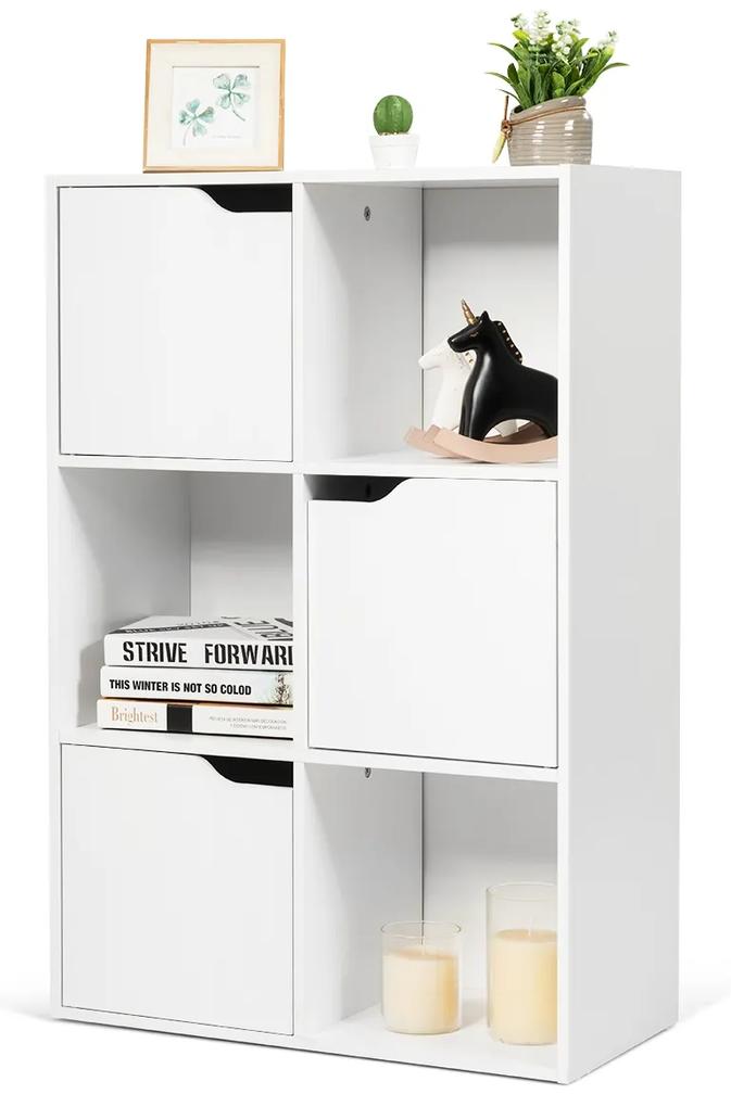 Armário de livros ou brinquedos de 6 cubos com 3 níveis para livros ou brinquedos 60 x 29 x 89,5 cm branco