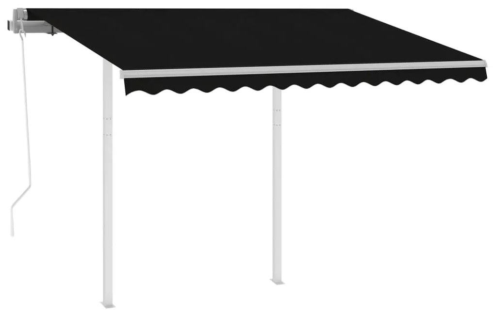 Toldo retrátil automático com postes 3x2,5 m antracite