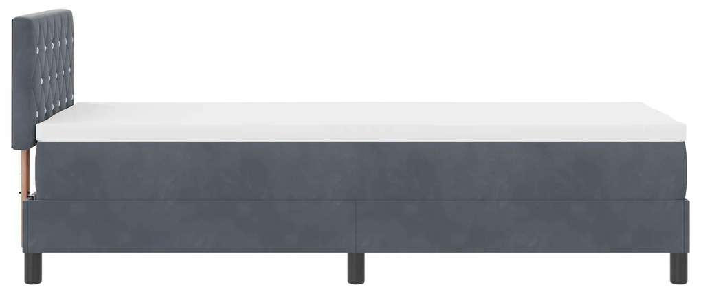 Cama Box Spring com Colchão Cinza Escuro 80x200 cm Veludo