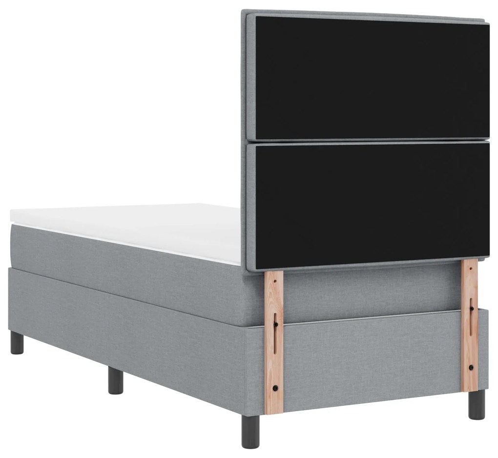 Cama Box Spring com Colchão Cinza Claro 80x200 cm Tecido