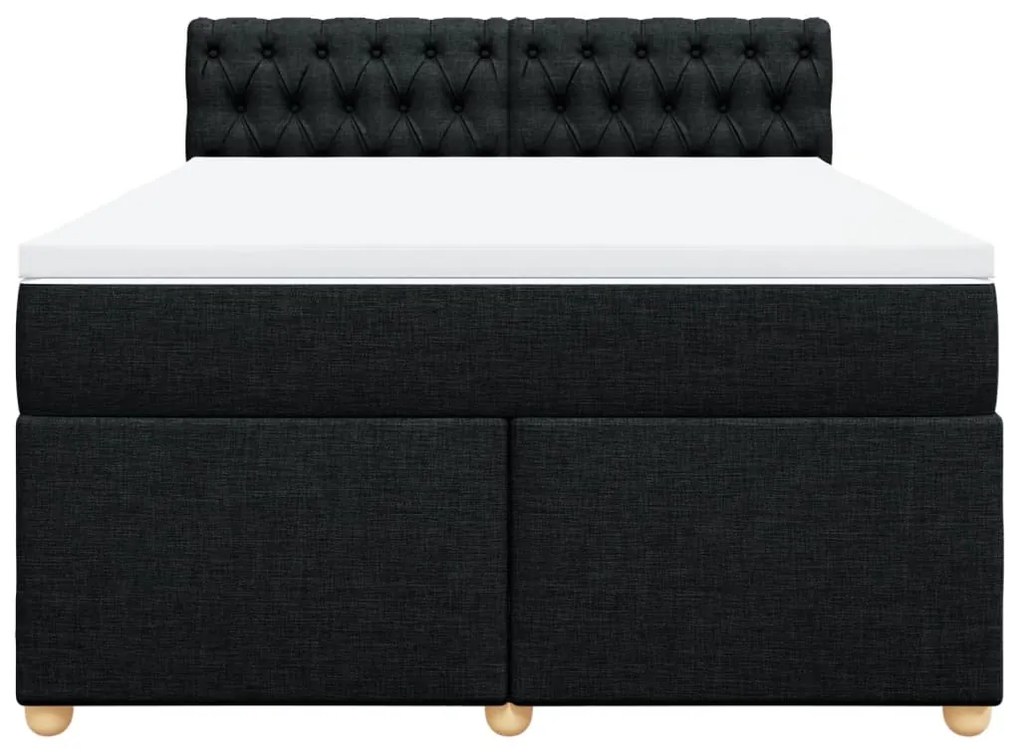 Cama com molas/colchão 140x190 cm tecido preto