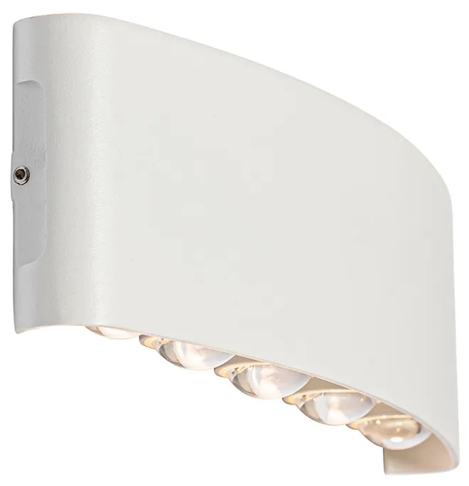 Candeeiro de parede exterior branco com LED 10 luzes IP54 - Silly Moderno