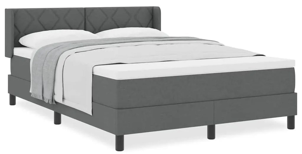 Cama Box com Colchão em Cinza Escuro, 140x200 cm, Tecido