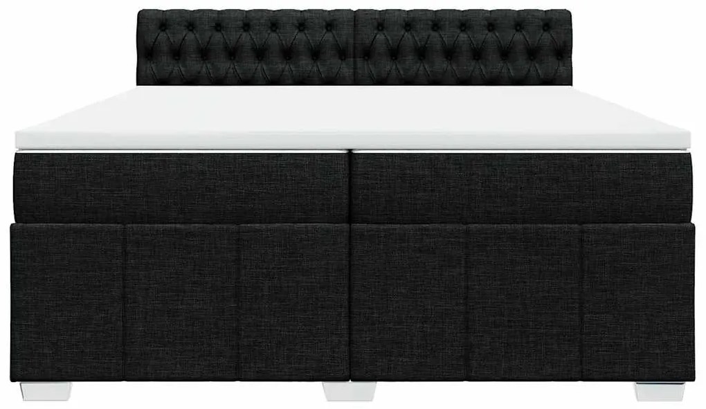Cama com molas/colchão 200x200 cm tecido preto