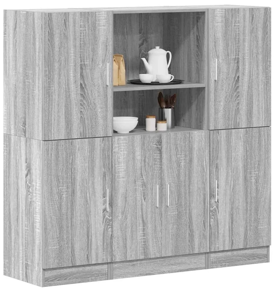 3 pcs armário de cozinha conjunto deriv. madeira cinza sonoma
