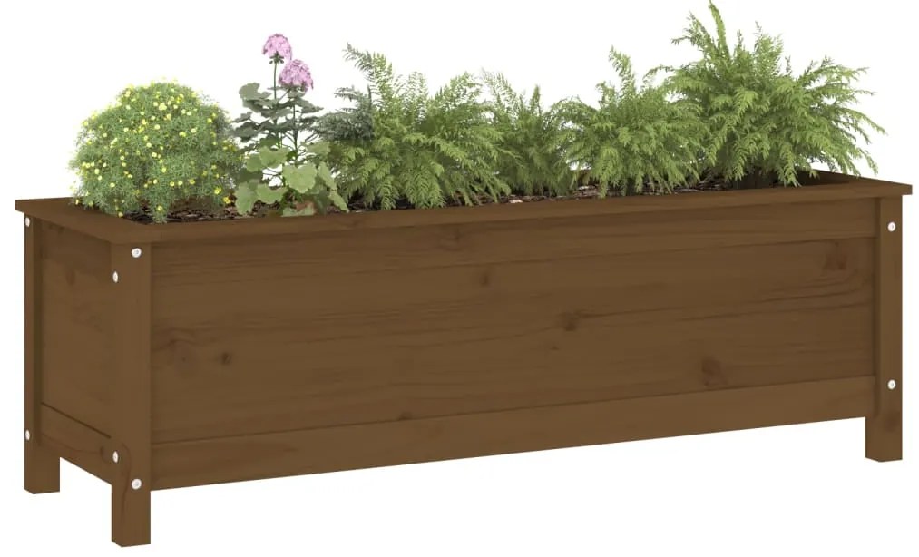 Canteiro elevado jardim 119,5x40x39cm pinho maciço castanho-mel
