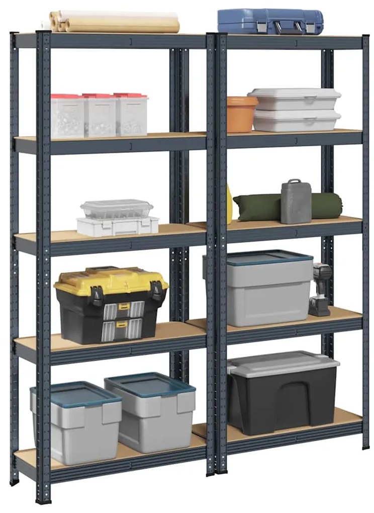 vidaXL Prateleiras de armazenamento de 5 camadas 2 pcs aço antracite