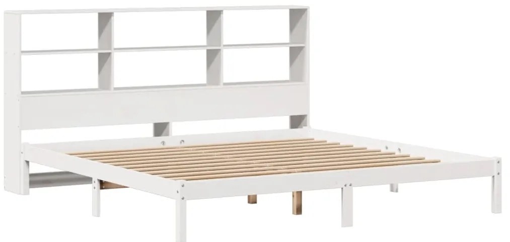 Cama com estante sem colchão 200x200 cm pinho maciço branco