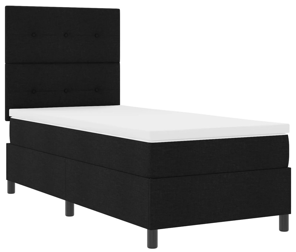Cama Box Spring com Colchão Preto 90x200 cm Tecido