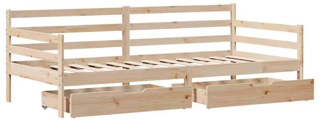 Sofá-cama com gavetas 90x200 cm madeira de pinho maciça