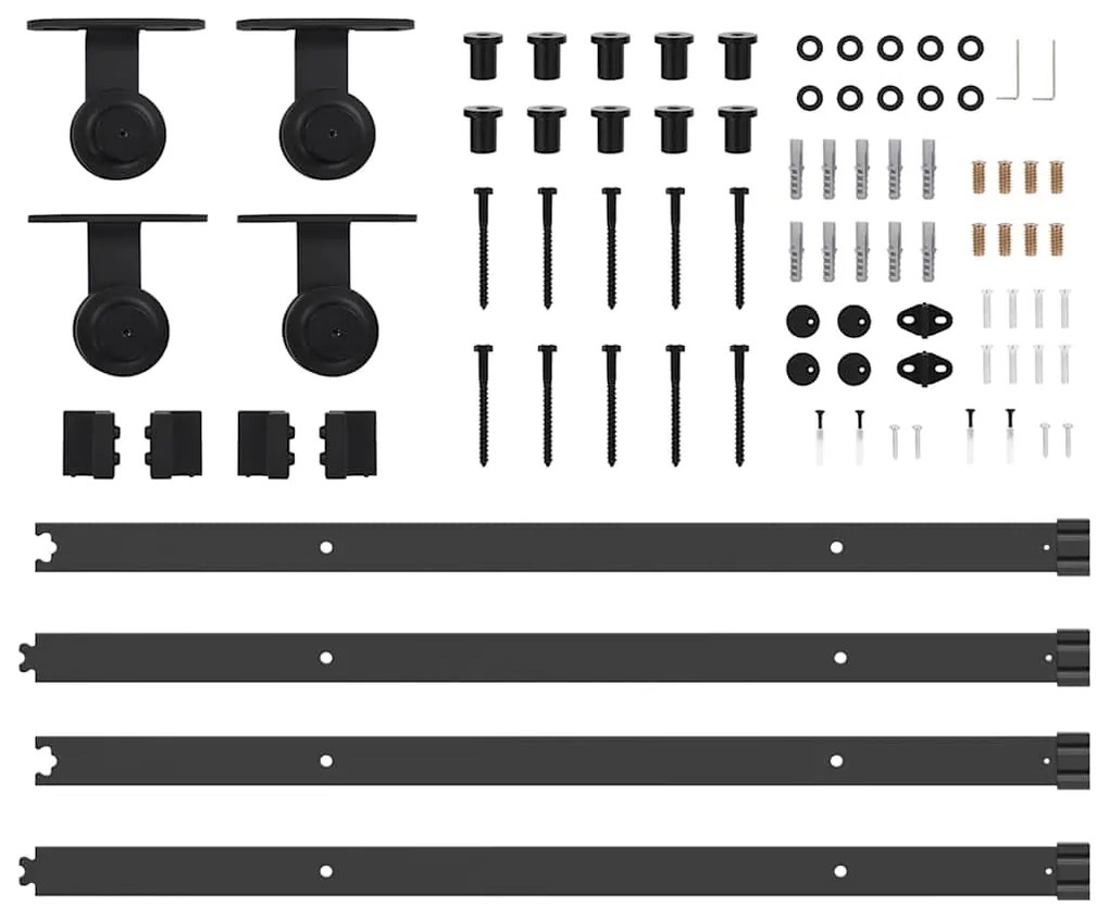 Kit de ferragens para porta deslizante 213,5 cm aço preto