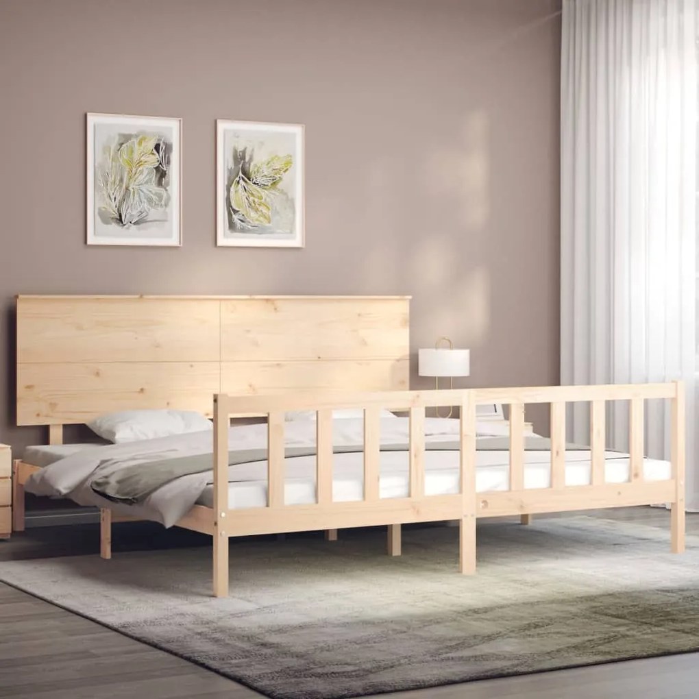 Cama sem colchão 200x200 cm madeira de pinho maciça