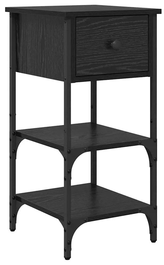 Mesas de Cabeceira 2 pcs Carvalho Preto 34x36x70 cm Madeira de Engenha