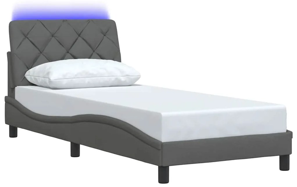 Estrutura de cama com LED sem colchão 90x190 cm tecido