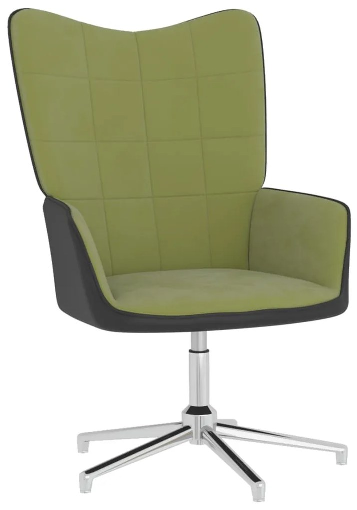327856 vidaXL Cadeira de descanso PVC e veludo verde-claro