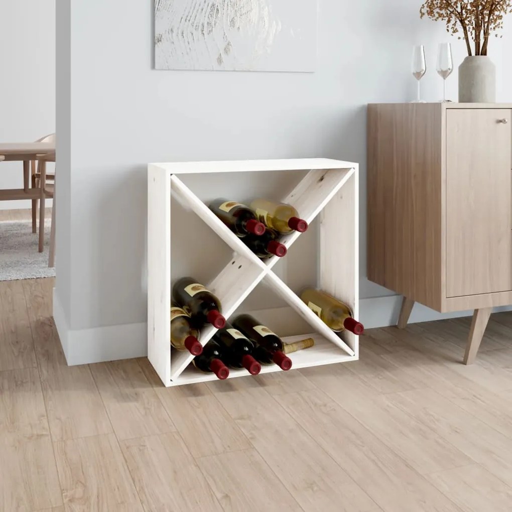 821760 vidaXL Garrafeira 62x25x62 cm madeira de pinho maciça branco