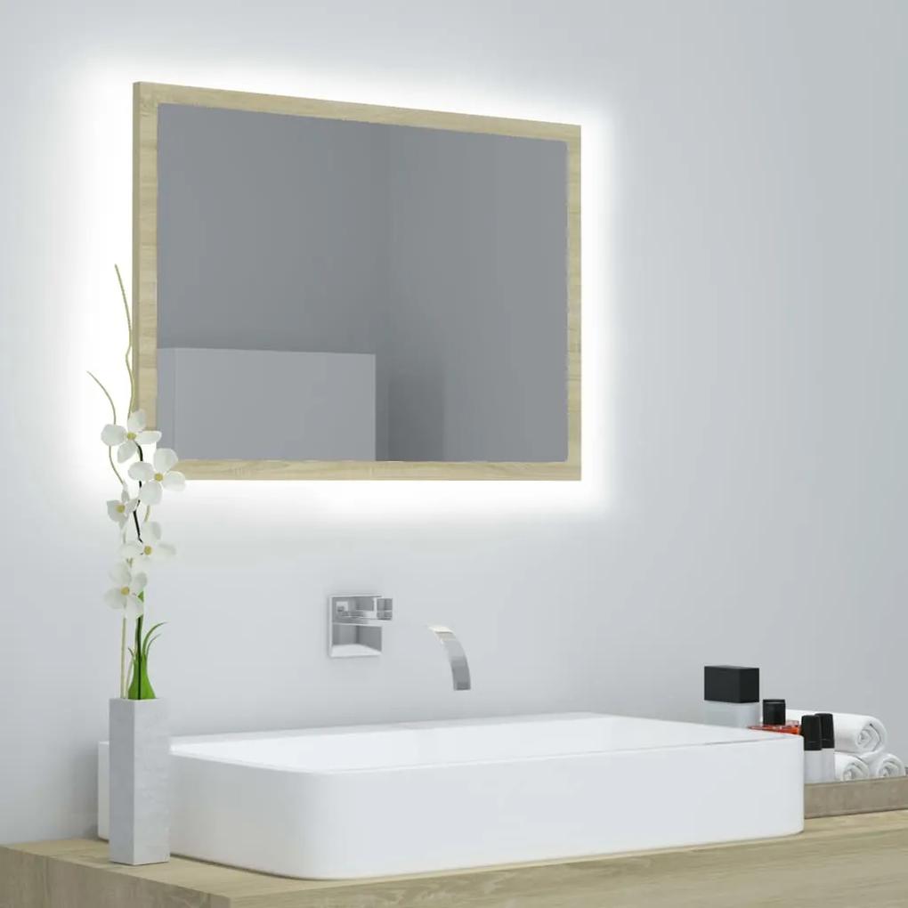 804919 vidaXL Espelho casa de banho LED 60x8,5x37cm contrapl. carvalho sonoma