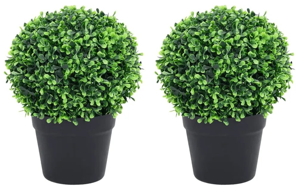 Plantas bolas de buxo artificiais c/ vasos 2 pcs 32 cm verde