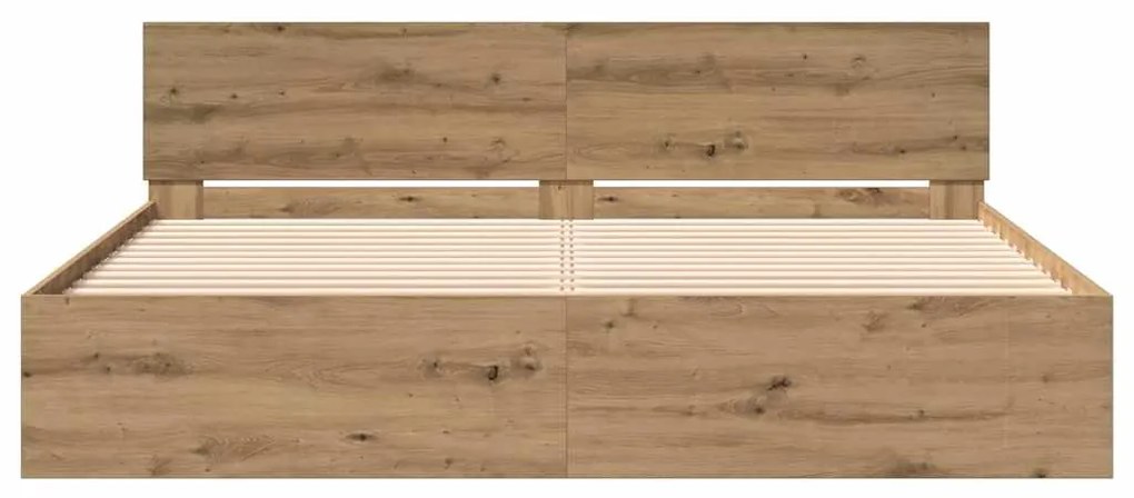 Cama com cabeceira de carvalho artesanal – 180 x 200 cm, feita de made