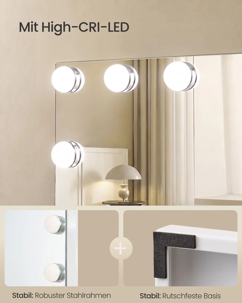 Espelho de maquilhagem 62 x 80 x 5,7 cm Hollywood com 18 LEDs reguláveis Branco