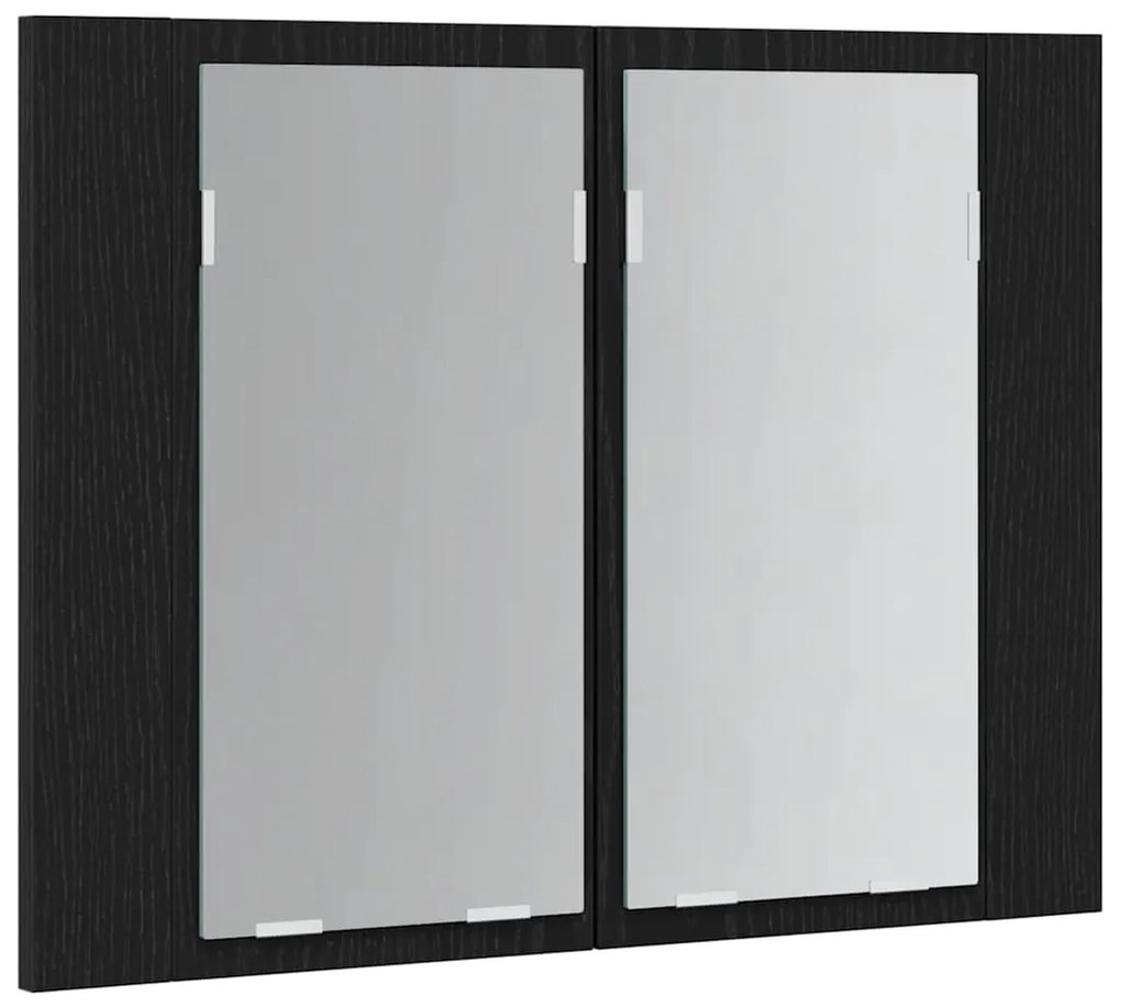Armário de Espelho LED para Casa de Banho vidaXL Preto Carvalho 60x12x