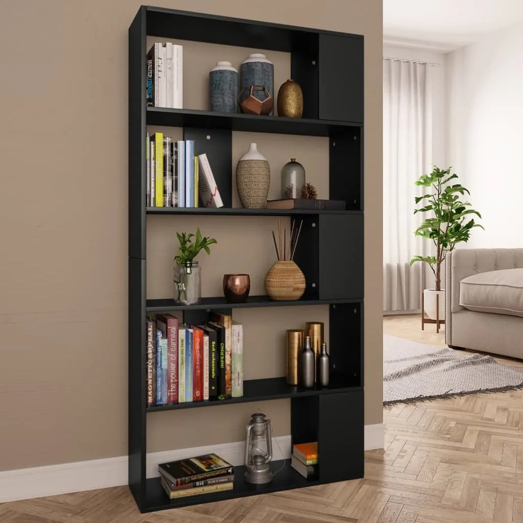 vidaXL Estante/divisória 80x24x159 cm derivados de madeira preto