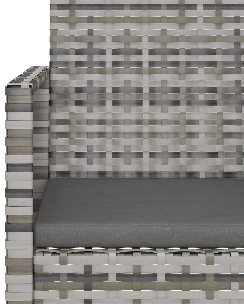 3 pcs conjunto lounge exterior c/ almofadões vime PE cinzento